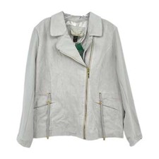 Iman Gray Classic Leather Jacket | Includes Scarf