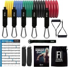 Fitness Insanity Resistance Bands Set: 5-Piece Exercise Bands Stackable Muscle