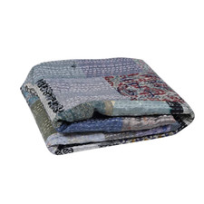 Handmade Quilt Kantha Throw Bedding Reversible Coverlet Summer Bed Cover