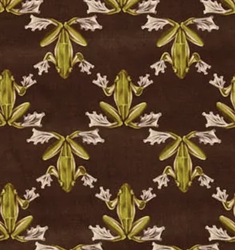 HARLEQUIN CURTAIN/UPH FABRIC 'WOOD FROG VELVET' 3.7 METRES Chocolate/Pistachio - Picture 3 of 7