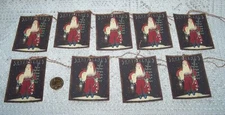 9~Christmas~Primitive~Santa Claus~Grubby~Linen Cardstock~Gift~Hang~Tags~Ornies