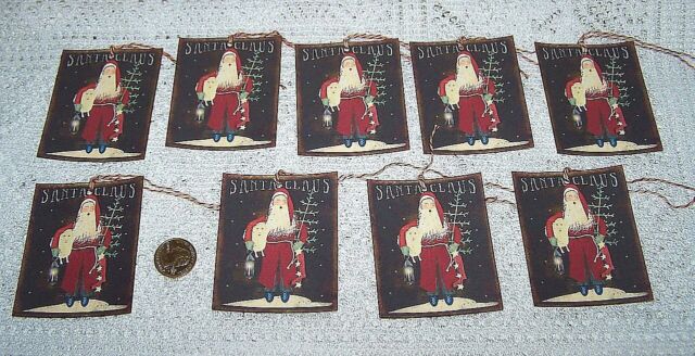 9~Christmas~Primitive~Santa Claus~Grubby~Linen Cardstock~Gift~Hang~Tags~Ornies 9~Christmas~Primitive~Santa Claus~Grubby~Linen Cardstock~Gift~Hang~Tags~Ornies