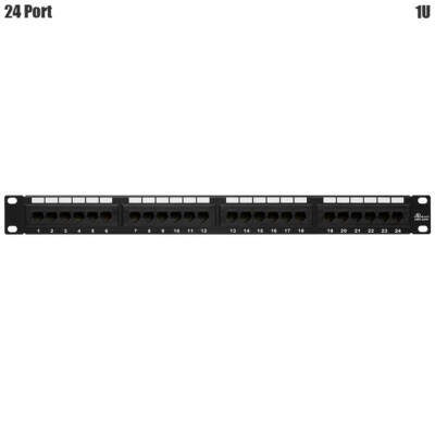 24 Port Cat6 RJ45 Patch Panel 110 Type Gigabit Network LAN 1U 19'' Rack Mountable