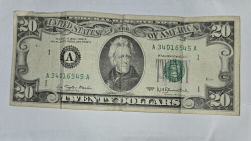 1977 (A) $20 Twenty Dollar Bill Federal Reserve Note Boston