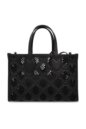 GUCCI Ophidia Small Black Diamond Cut-Out Motif Leather Tote Bag New/Authentic