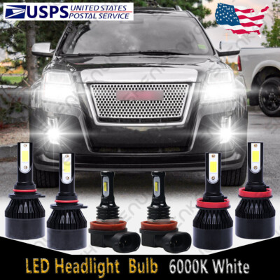 For GMC Terrain 2010-2015 6x Combo LED Headlight Hi/Lo Beam + Fog Light Bulb C9B