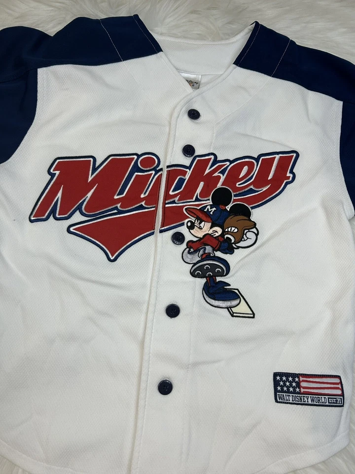 VTG Disney DisneyWorld Mickey Mouse Baseball Jersey #28 Youth Small Embroidered - Image 4 of 4