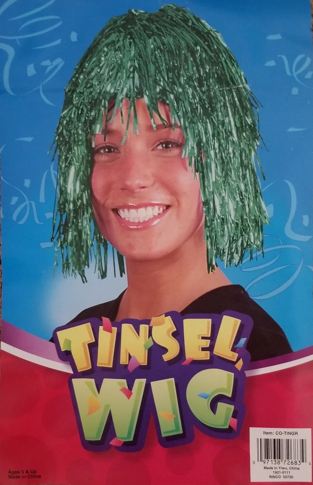 Peluca corta metálica oropel verde San Patricio Mardi Gras Carnaval Foto 2 de 2