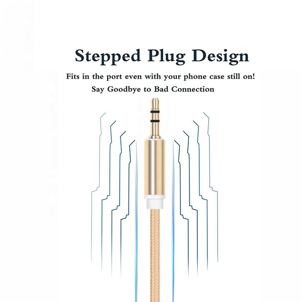 Aux Audio 3.5mm Lead Auxiliary Stereo Gold Plated Male Jack Car Cable 1m/2m/3m - Image 4 of 4