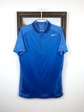 Nike Roger Federer RF 2013 US Open Tennis Polo Court Shirt Blue Jersey Mens Sz M