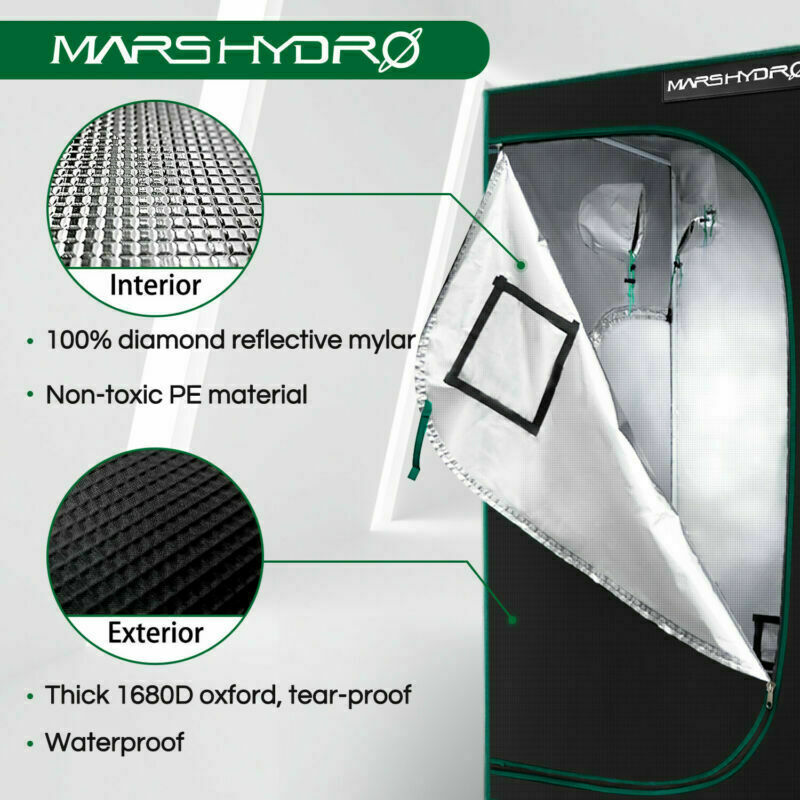 Mars Hydro Indoor Grow Tent Hydroponic Plant Growing Tent With Floor Tray 1680D - Picture 10 of 104