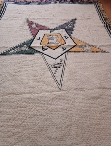 Order Of The Eastern Star OES Tapestry Throw Blanket 44" X 62" Fringed - Picture 2 of 6