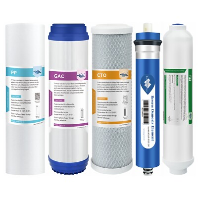 #ad 5 Stage 36 50 75 100 150GPD RO Reverse Osmosis Water Purifier Replacement Filter $29.96