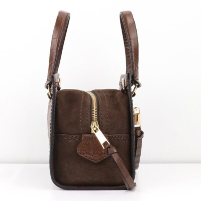 Marc Jacobs Croc Embossed Mini Cruiser Satchel Bag - Dark Brown