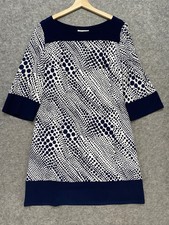 Joseph Ribkoff Size 14 Navy White Polka Dot Dress 3/4 Sleeve