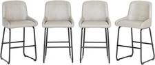Counter Height Bar Stools Set of 4, PU Leather Barstools with Back and Footrest