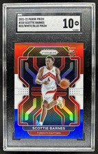 2021-22 Panini Prizm Scottie Barnes RC Red White and Blue #320 Raptors SGC 10