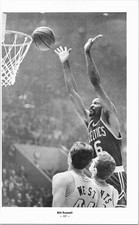 1966 Boston Celtics NBA Vintage Basketball Photo Page - Bill Russell Action Shot