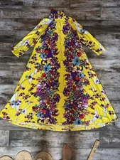 1970s Butterfield 8 Caftan Maxi Dress Psychedelic Floral  Hostess Gown Boho READ