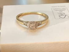 Engagement Ring 9ct Gold Halo Cushion Diamond Ring