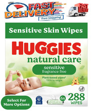 Huggies Natural Care Sensitive Baby Wipes, Unscented, 6 Flip-Top Packs 288 Ct 