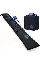Ski Bag and Boot Bag Combo, Padded Skis Bag for Air Travel, Safety Black Blue