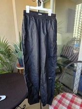 Vintage Nike Pants Women's Large Black Windbreaker Track Ankle Zip Swoosh Logo