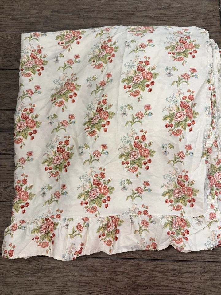 Juego de sábanas planas y ajustables Ralph Lauren Emily Anne rosa crudo floral con volantes Queen Foto 4 de 4