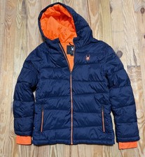 Spyder Blue Nexus Insulated Hooded Puffer Jacket Coat Teen 14-16 L