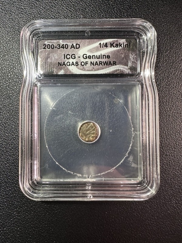 ICG 1/4 Kakini Nagas of Narwar Bronze Coin 200-340 AD Genuine