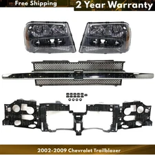 Front Upper Grille Assembly & Headlight Kit For 2002-2009 Chevrolet Trailblazer