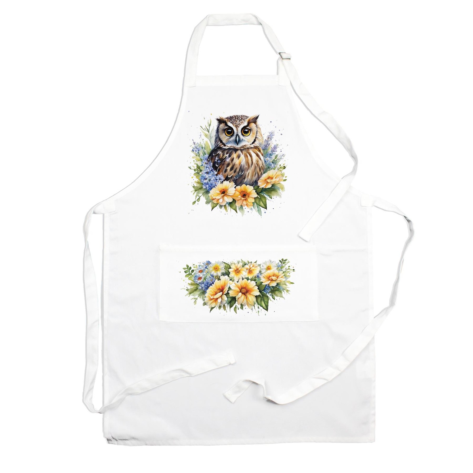 Floral Owl Apron - Wildlife Birds & Flowers Cooking & Baking Kitchen Gifts