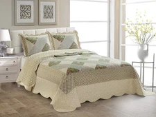 Fancy Linen Over Sized Quilted Coverlet Bedspread Set New (King/California Ki...