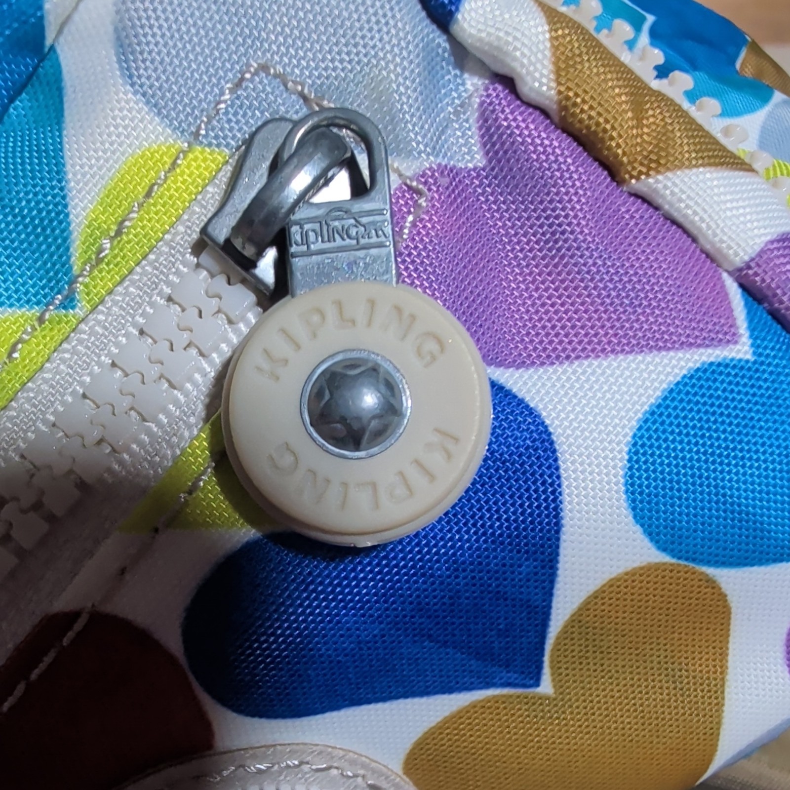 Kipling Packable Backpack Wristlet rainbow heart … - image 5