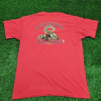 Vintage 80s Union Rattle Snake Shirt XL 24x31 Spellout Red