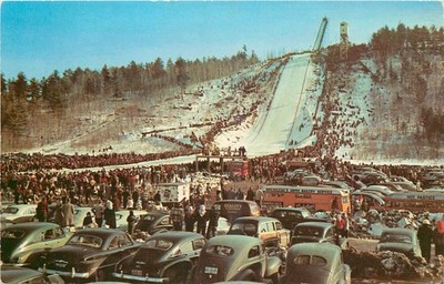 Vintage Pine Mountain Ski Jump Iron Mountain Michigan L. L. Cook 1951 Postcard