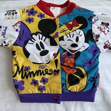 Vintage 90s Disney Minnie Mouse AOP Baby Jacket 18M Colorblock Cotton Stained