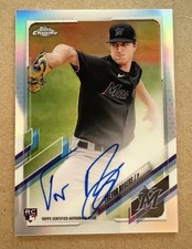2021 Trevor Rogers Topps Chrome Rookie Auto Refractor /499 Card #RA-TR Orioles. rookie card picture