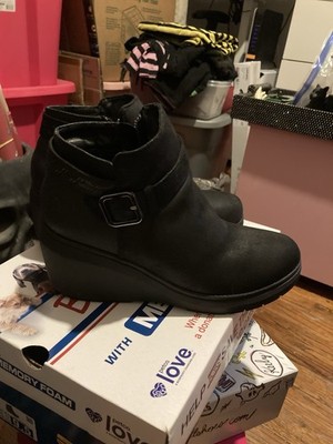 Skechers BOBS Gala In High Demand Vegan Memory Foam Black Ankle Bootie 9.5