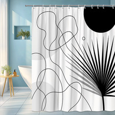 Chic Black and White Shower Curtain with Modern Abstract Design