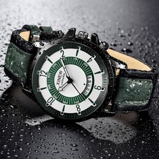 OROLOGIO VARI COLORI NERO SPORT CASSA IN ACCIAIO INOSSIDABILE PELLE VERA