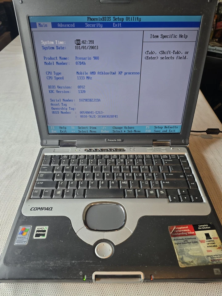 Compaq Presario 900 Vtg Laptop AMD Athlon 1.33MHz Power On Tested Only Read Desc - Image 4 of 4