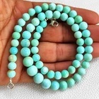 Natural Peruvian Blue Opal Necklace 6-9mm Round Smooth Beads 16" Peru Gemstones