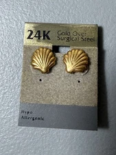 24k gold over surgical steel sea shell