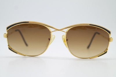 Vintage Sonnenbrille Fred JOYAU Gold Schwarz Eckig sunglasses Brille