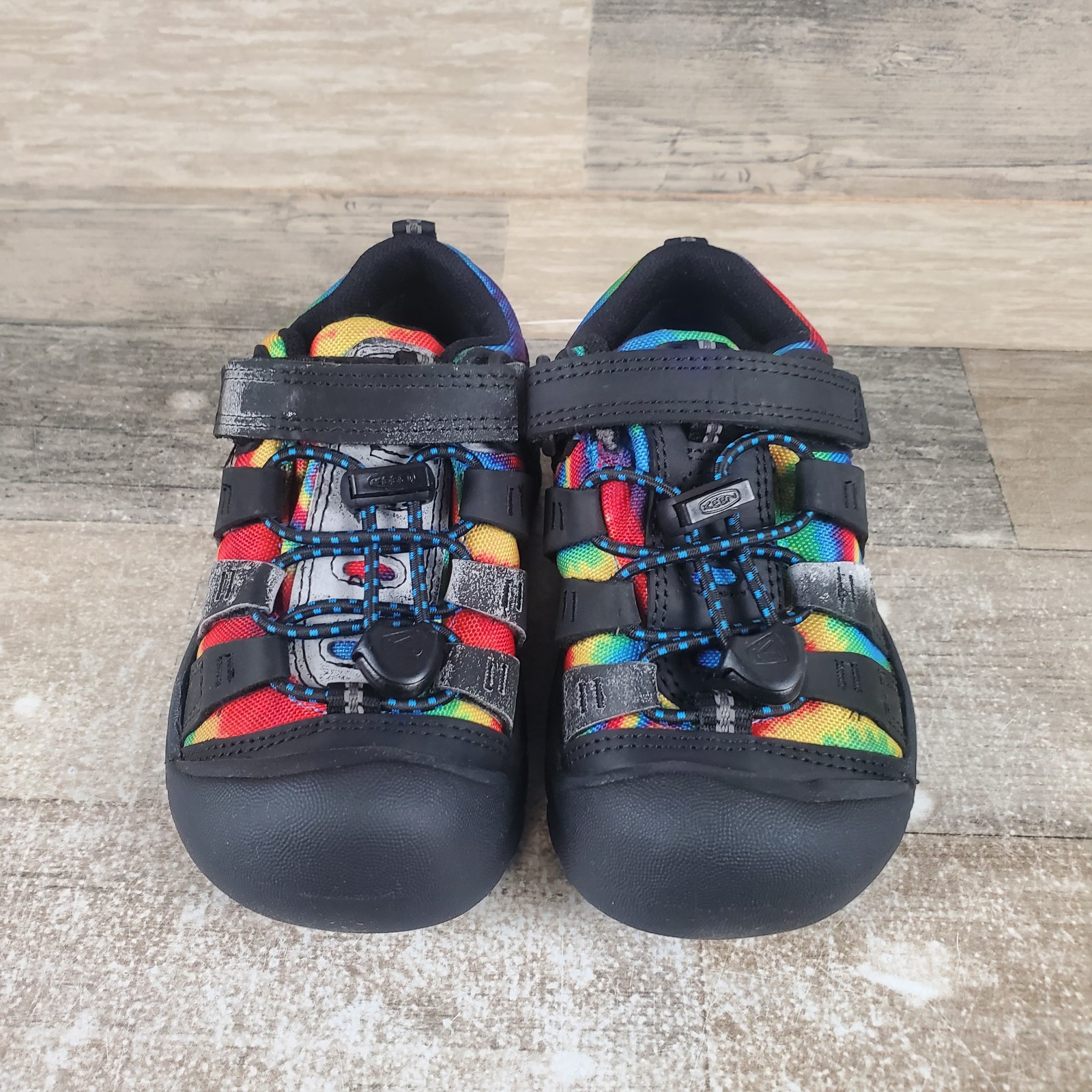 Sandalo bambino Keen Newport taglia 8 blu nero originale tie dye toggle scarpa regolabile