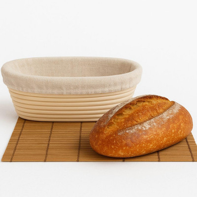 Banneton Bread Proofing Basket 10'' Oval | Sourdough Proofing Basket with Linen L