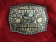 Team Roping Champion Professional Rodeo Trophy Buckle☆Snake River☆2006☆Rare☆779
