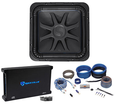Kicker L7S154 15'' 1000 Watt Solobaric L7S Car Subwoofer+Mono Amplifier+Amp Kit