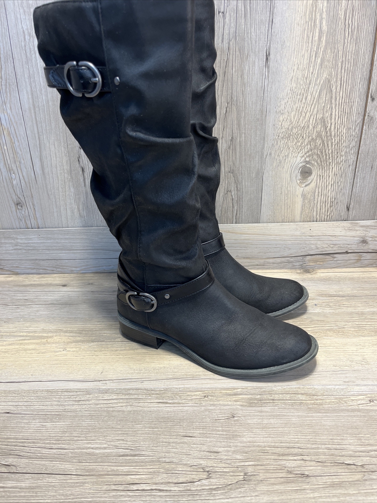 Sonoma Womens 8M Black Knee High Zip Up Boot Buckle RN# 73277 | eBay